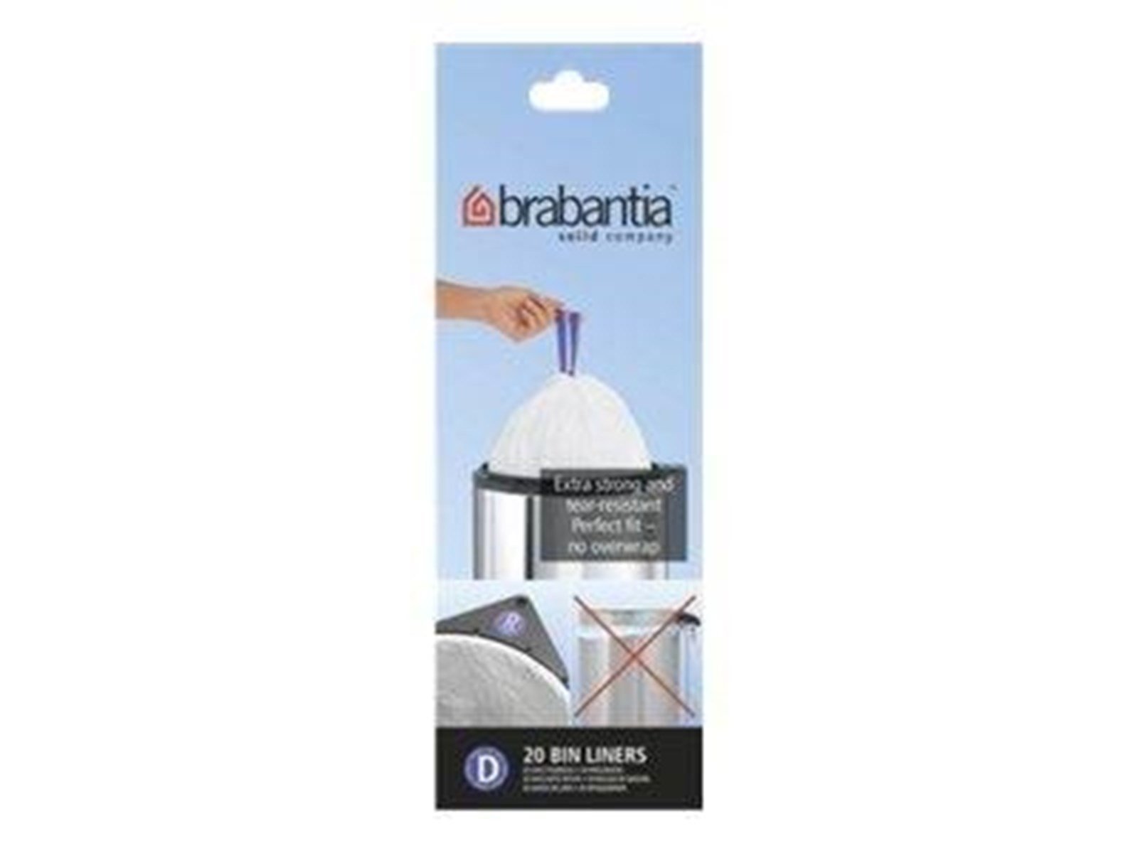 brabantia Size D - trash can liner - high-density polyethylene (HDPE) - white - pack of 20 brabantia Size D - trash can liner - high-density polyethylene (HDPE) - white - pack of 20